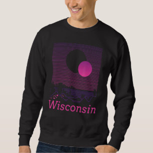 Wisconsin Retro Vintage Mountain Grid 80s 90s Aest Lång Ärmad Tröja