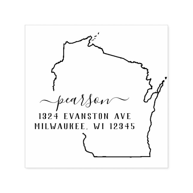 Wisconsin Returadress Frimärke Self-Inking Självfärgande Stämpel (Design)
