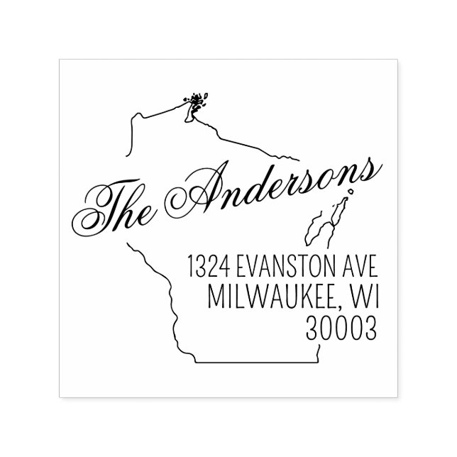 Wisconsin Returadress Self Inking Rubber Frimärke Självfärgande Stämpel (Design)
