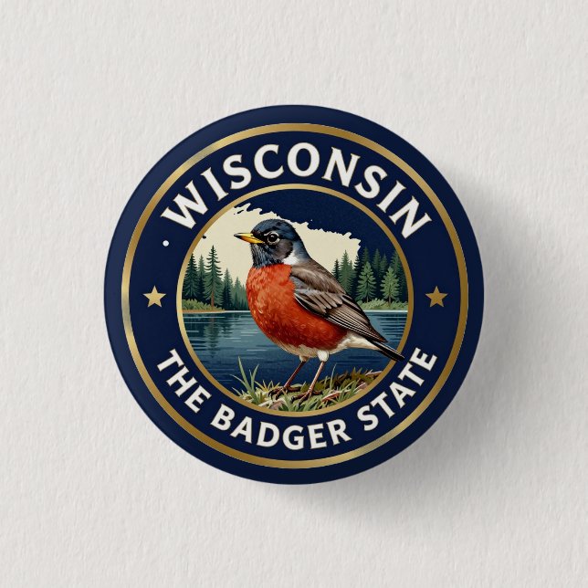 🐦 Wisconsin Robin Badger-arv Knapp (Framsida)