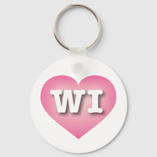 Wisconsin Rosa Fade Heart - I kärlek WI Nyckelring