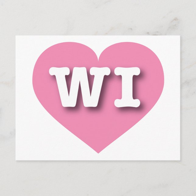 Wisconsin Rosa Heart - I kärlek WI Vykort (Framsida)