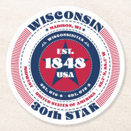 Wisconsin Rött vitt blått Typografi Underlägg Papper Rund