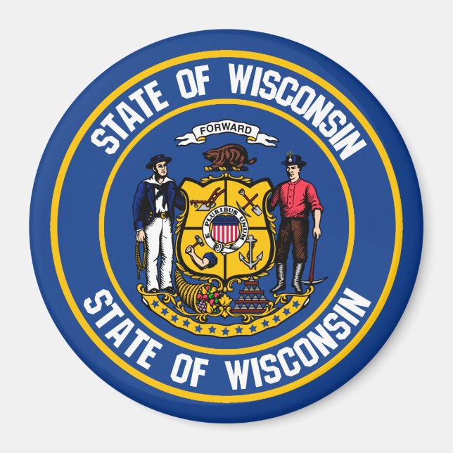 Wisconsin Round Emblem Magnet (Framsidan)
