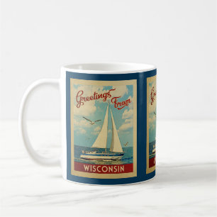 Wisconsin segelbåtvintage resor kaffemugg