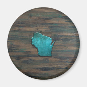Wisconsin Shape Teal Magnet