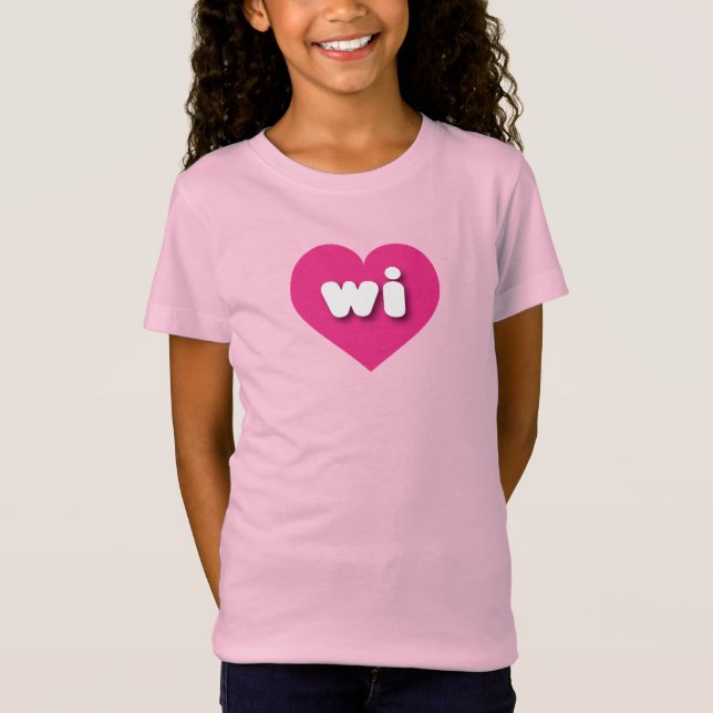 Wisconsin shock rosa hjärta - I kärlek wi T Shirt (Framsida)