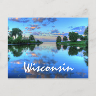 Wisconsin Sjö Sunset Vykort