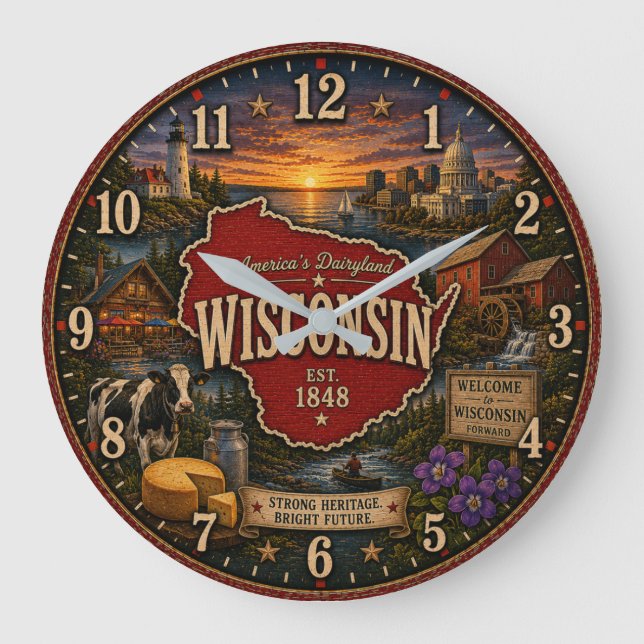 Wisconsin State America's Dairyland Stor Klocka (Framsida)