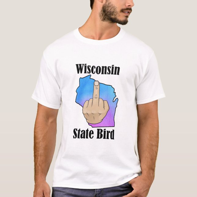 Wisconsin State bird t-shirt mitten finger färg (Framsida)