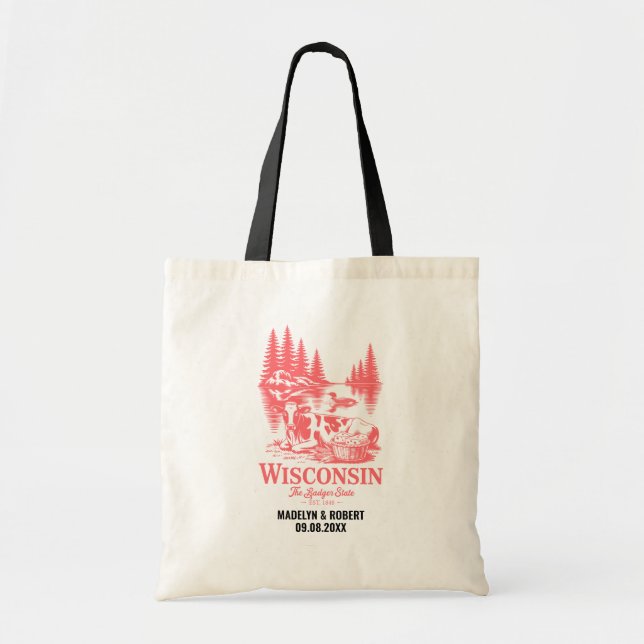 Wisconsin State Bröllop Welcome Bag, Staten Kärlek Tygkasse (Framsidan)