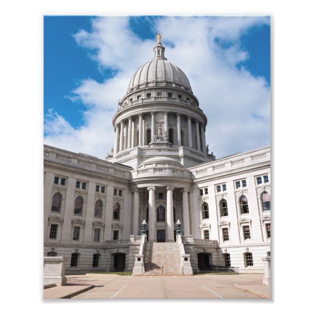 Wisconsin State Capitol-byggnaden och entrén Fototryck (Framsidan)