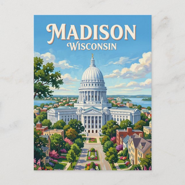 Wisconsin State Capitol Madison Vykort (Framsida)