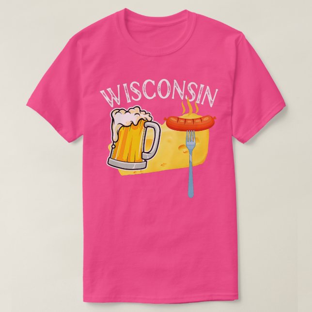 Wisconsin State Cheese Beer Brats T Shirt (Design framsida)