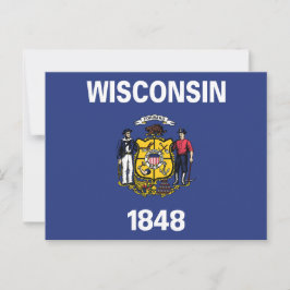Wisconsin State Flag Sailor Miner Plow Anchor 1848 Vykort