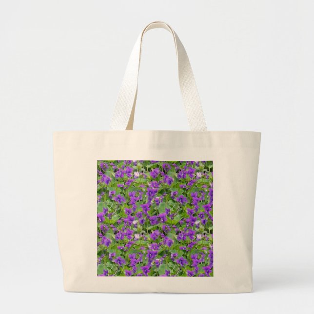 Wisconsin State Flower Wood Violets Jumbo Tote Bag Tygkasse (Framsidan)