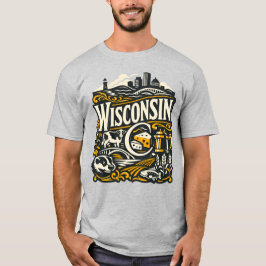 Wisconsin State Heritage Dairy Badger Art T Shirt
