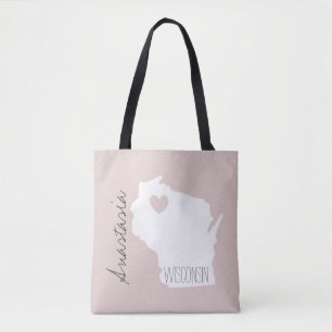 Wisconsin State karta personalize namn Tygkasse