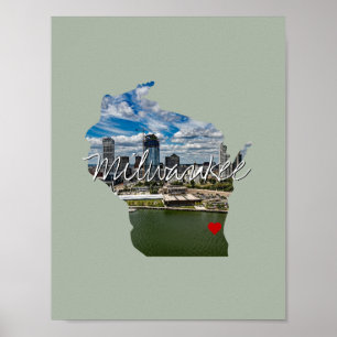 Wisconsin State Photo infoga och namn Poster