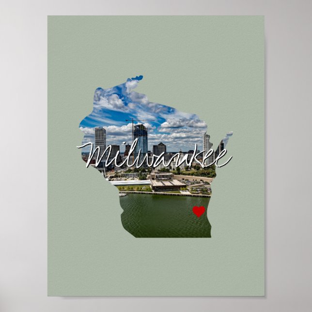 Wisconsin State Photo infoga och namn Poster (Framsidan)