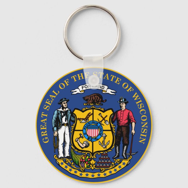 Wisconsin State Seal Keychain Nyckelring (Framsida)