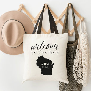 Wisconsin State Silhouette Bröllop Welcome Tote Tygkasse