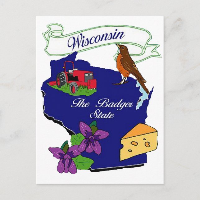 Wisconsin State Vykort (Framsida)