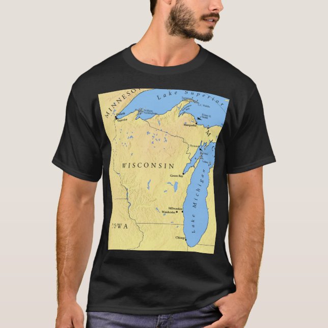 Wisconsin-staten och Underbar Sjöar Manar Unisex T Shirt (Framsida)