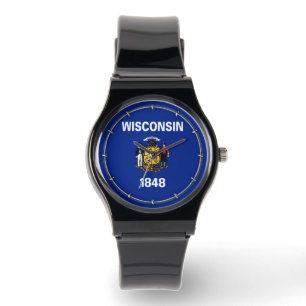 Wisconsin Statlig flagga Design Armbandsur
