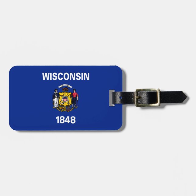 Wisconsin Statlig flagga Design Bagagebricka (Horisontell Framsida)