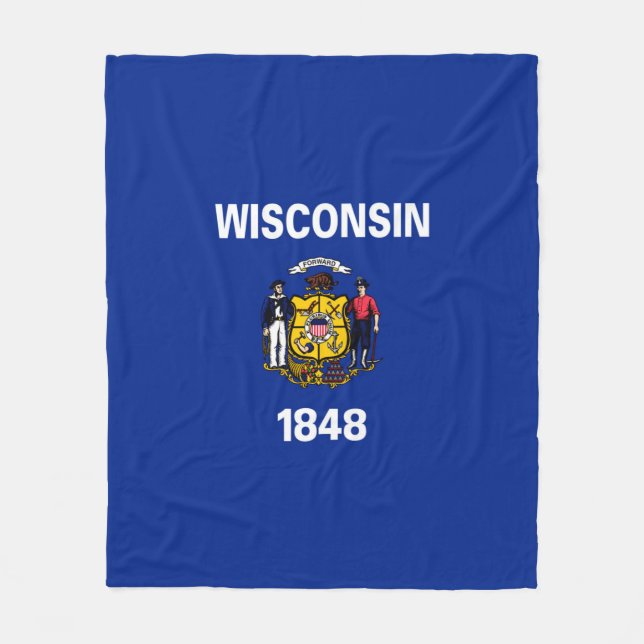 Wisconsin Statlig flagga Design Fleecefilt (Framsidan)