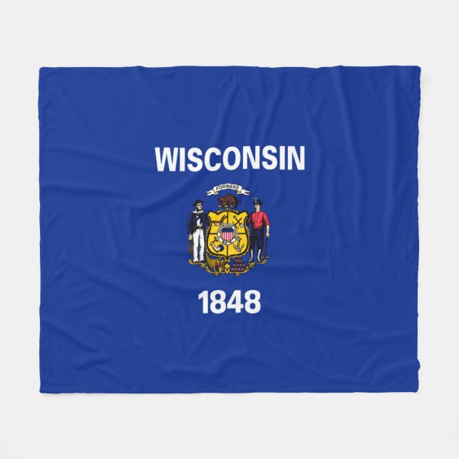 Wisconsin Statlig flagga Design Fleecefilt (Framsidan (Horisontell))