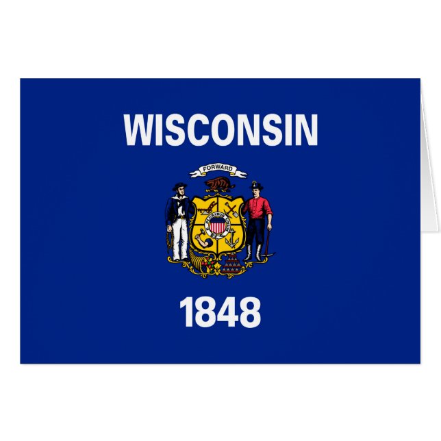 Wisconsin Statlig flagga Design Hälsningskort (Framsidan Horizontal)