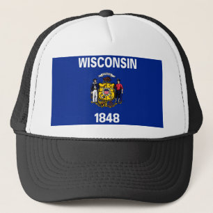 Wisconsin Statlig flagga Design Keps