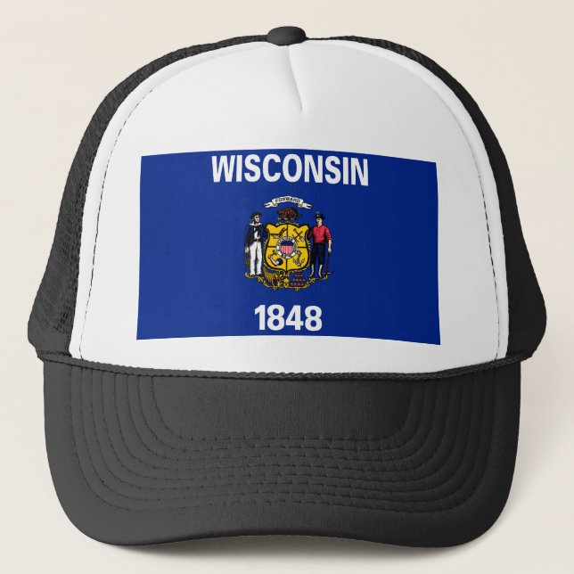 Wisconsin Statlig flagga Design Keps (Framsida)