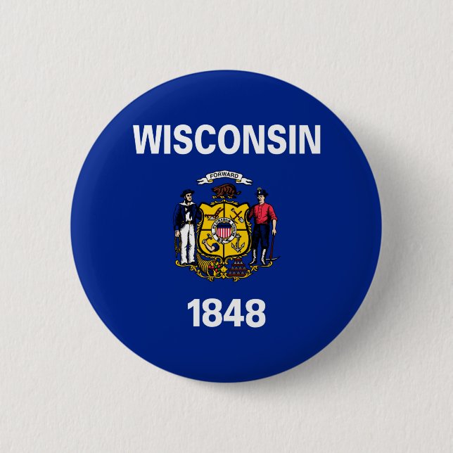 Wisconsin Statlig flagga Design Knapp (Framsida)