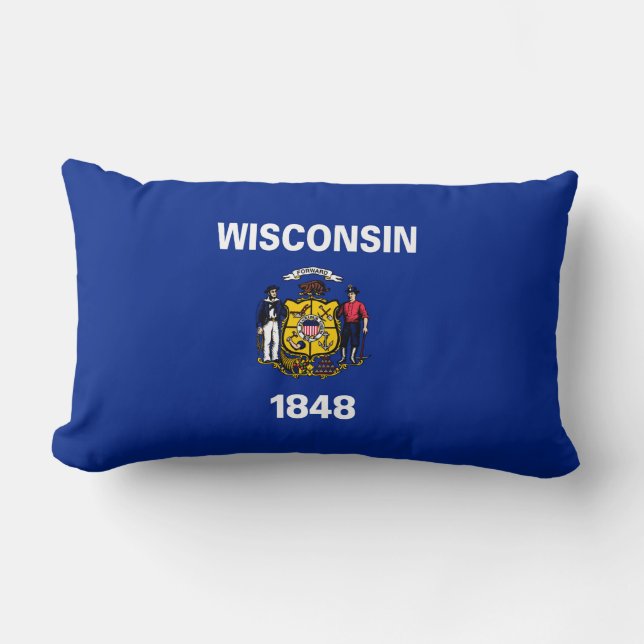 Wisconsin Statlig flagga Design Lumbarkudde (Framsida)
