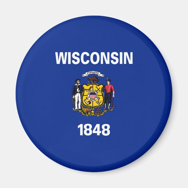 Wisconsin Statlig flagga Design Magnet (Framsidan)