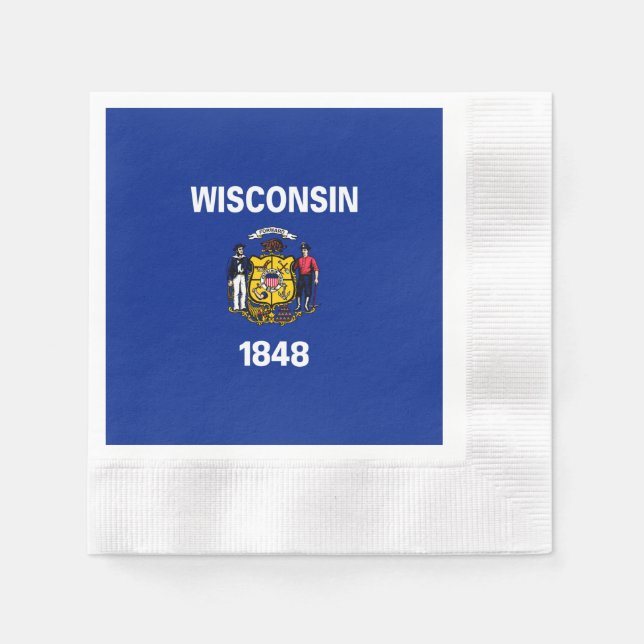 Wisconsin Statlig flagga Design Pappersservett (Framsidan)