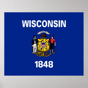 Wisconsin Statlig flagga Design Poster