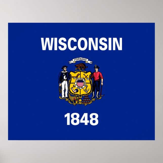 Wisconsin Statlig flagga Design Poster (Framsidan)