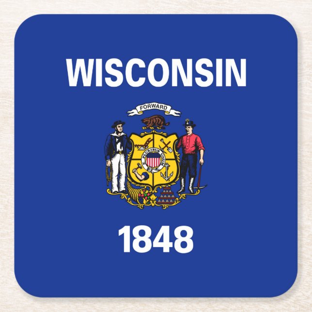 Wisconsin Statlig flagga Design Underlägg Papper Kvadrat (Framsidan)