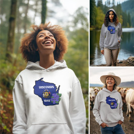 Wisconsin Statlig flagga & Flower Common Blue Viol T Shirt