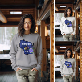 Wisconsin Statlig flagga & Flower Common Blue Viol T Shirt