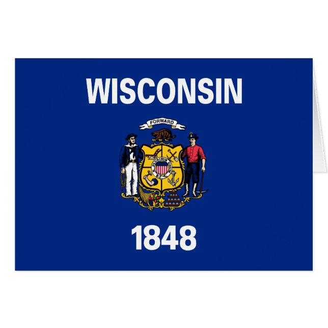 Wisconsin Statlig flagga Hälsningskort (Framsidan Horizontal)