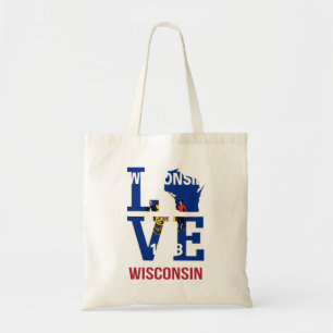 Wisconsin statlig flagga kärlek tygkasse