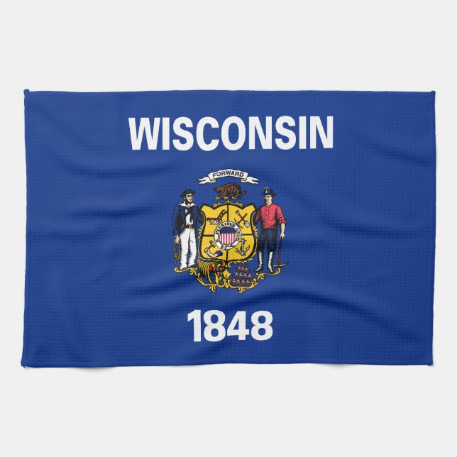 Wisconsin Statlig flagga Kökshandduk (Horisontell)