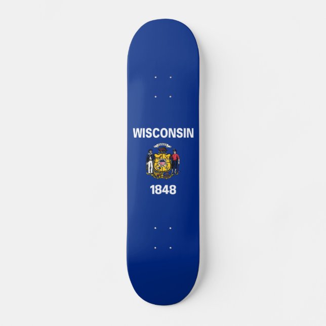 Wisconsin Statlig flagga Mini Skateboard Bräda 18,5 Cm (Framsida)