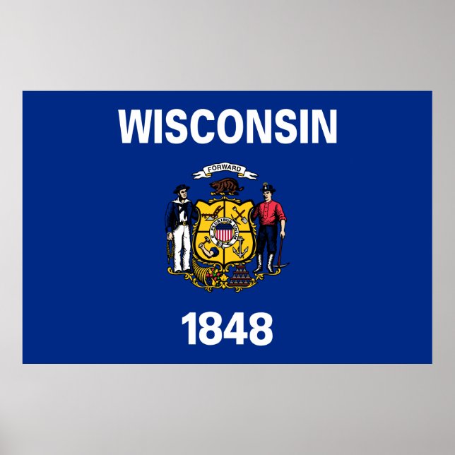 Wisconsin statlig flagga poster (Framsidan)