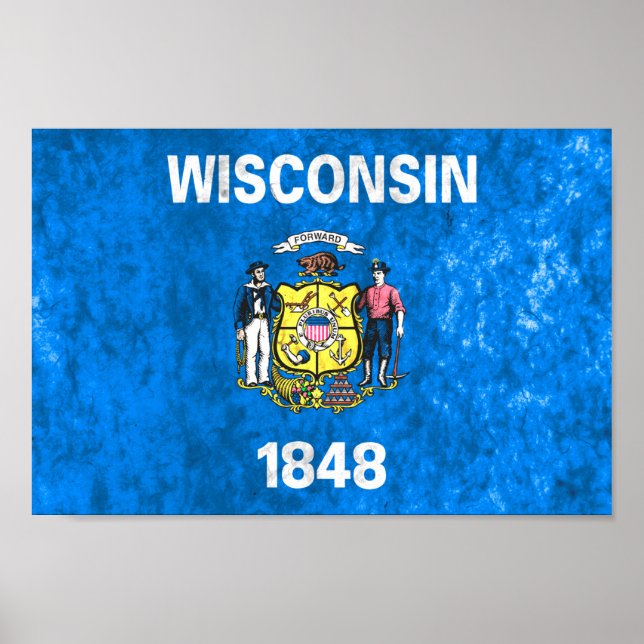 Wisconsin Statlig flagga Poster (Framsidan)